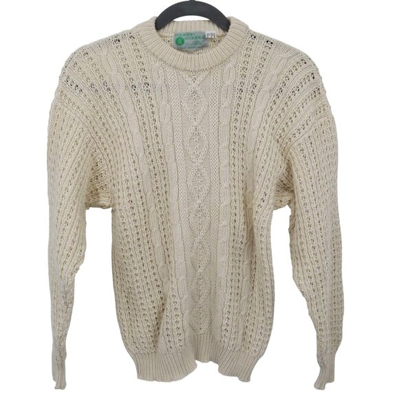 Mairtin Standun Cable Knit Sweater Unisex L Cream Fisherman Scandinavian Rustic - Picture 1 of 16